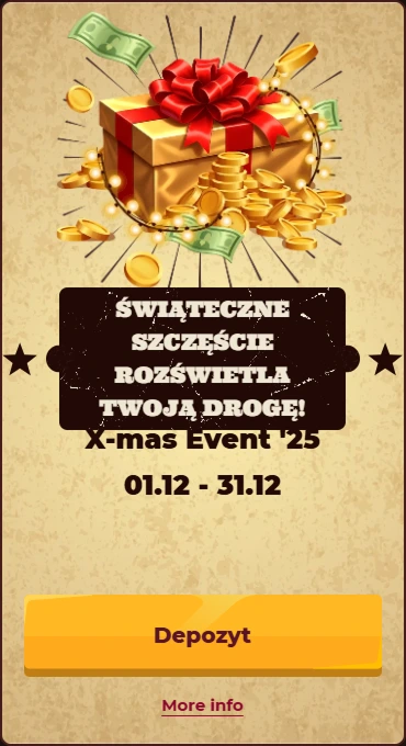 Karta promocyjna świąteczna z pudełkiem prezentowym i monetami złotymi