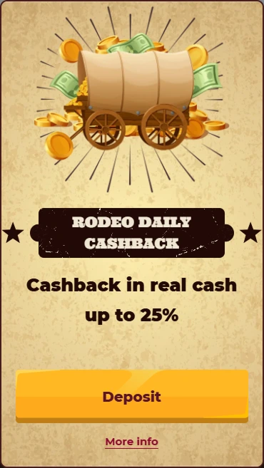 Rodeo Daily Cashback offer with up to 25% real cash back