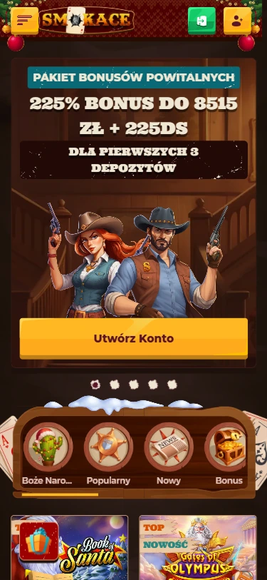 SmokAce Casino baner z bonusem 225% do 3515 zł
