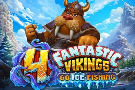 Wiking mors z toporem i napisem Fantastic Vikings Go Ice Fishing