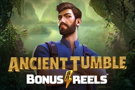 Ancient Tumble Bonus Reels slot game with adventurer in jungle