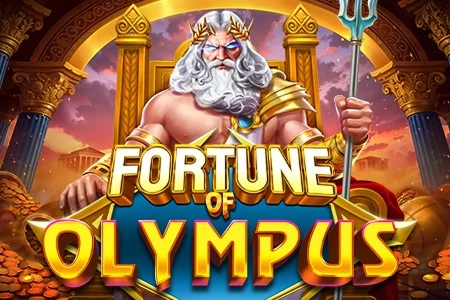 Grafika slotu Fortune of Olympus z Zeusem i złotymi monetami
